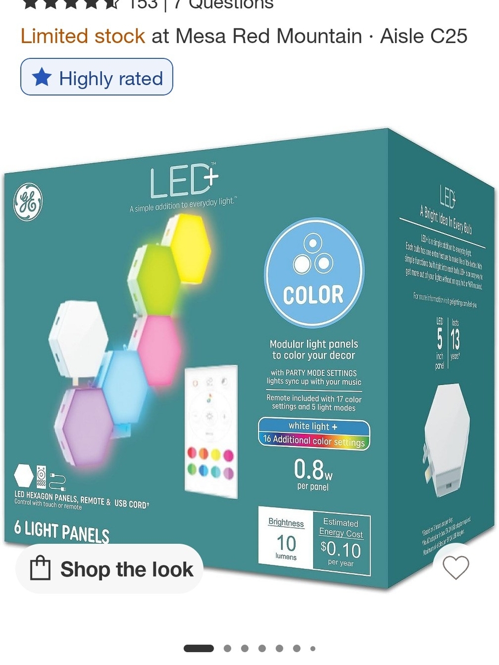 GE LED+ Color Hexagon Light Panels - Multicolor